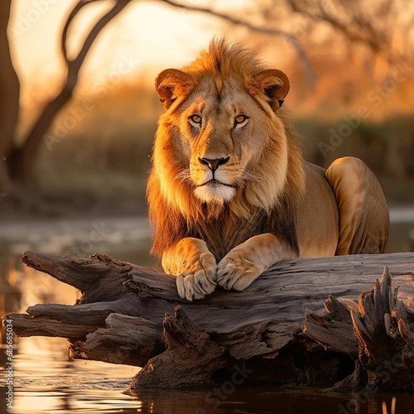 Fototapeta Lion At Sunset