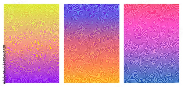 Fototapeta Liquify Lines background with colorful waves Groovy hippie 70s backgrounds. Waves, swirl, twirl pattern. Twisted and distorted vector texture in trendy retro psychedelic style. Y2k aesthetic.