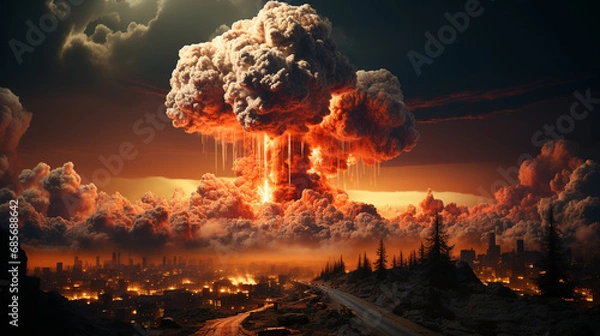 Obraz Atomic bombs. Nuclear, weapons, dark, cloud.