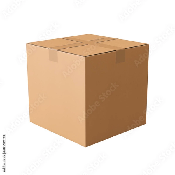 Fototapeta Simple cardboard box, cut out - stock png.