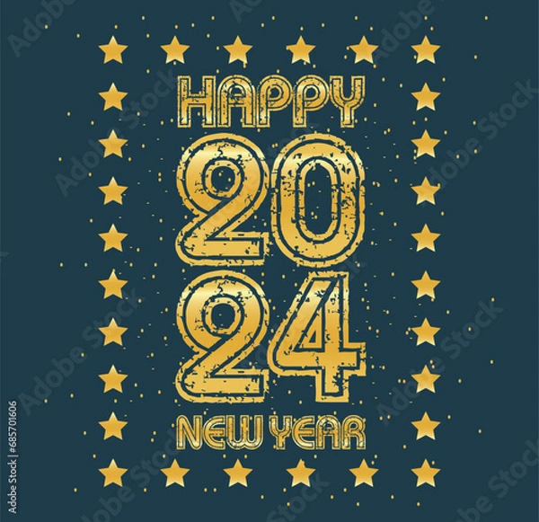 Obraz Happy New Year 2024, Vector