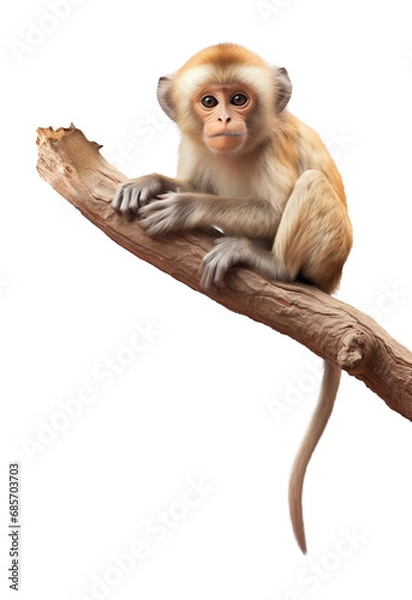 Fototapeta Baby Monkey on Branch Isolated on Transparent Background
