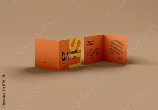 Fototapeta Folded Square Postcard Mockup