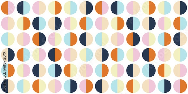Fototapeta Vector pattern of double semicircles. Circles divided into two parts.