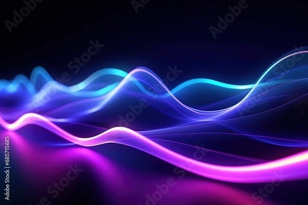 Fototapeta abstract futuristic background with pink blue glowing neon moving high speed wave lines and bokeh lights. Data transfer concept Fantastic wallpaper