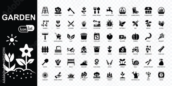 Fototapeta Garden  icons pack.  Simple vector illustration.