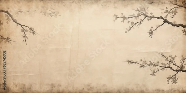 Fototapeta Old Paper texture vintage Paper with Japanese Pattern tree