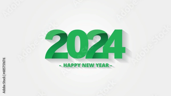 Fototapeta Happy New Year 2024 green and white text design, vector