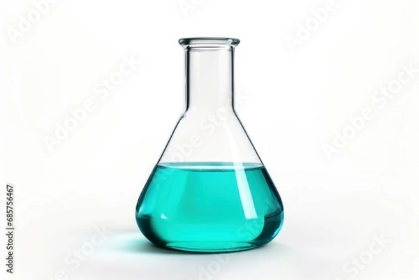 Fototapeta Transparent Laboratory flask. Glass test medical. Generate Ai