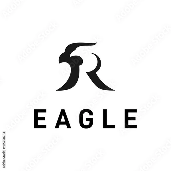 Obraz Negative Space Eagle Initial R logo design inspiration