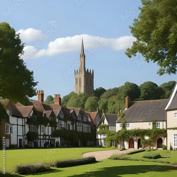Obraz english country church,ai generated 