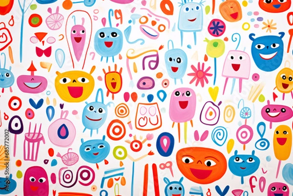Fototapeta Cute cartoon characters pattern