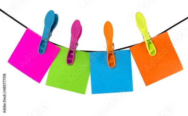 Fototapeta clothepegs with note papers