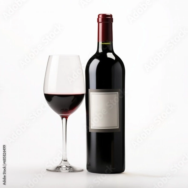 Fototapeta A bottle of Shiraz wine side view isolated on white background 