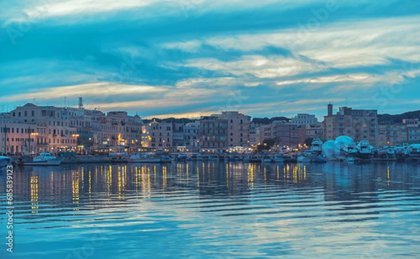 Obraz Dusk horizon over Anzio marina, reflected on the Mediterranean Sea