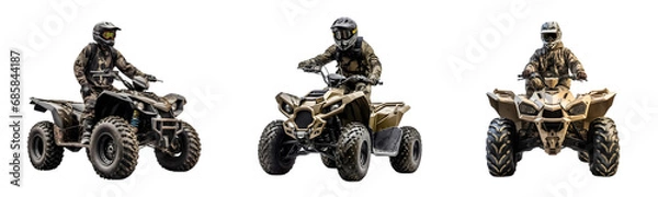 Fototapeta Set of Quad Bikes and Riders on Transparent Background
