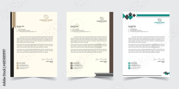 Fototapeta Corporate modern letterhead design template with yellow, blue, green and red color. creative modern letter head design template for your project. letterhead,  Business letterhead Template, Newsletter