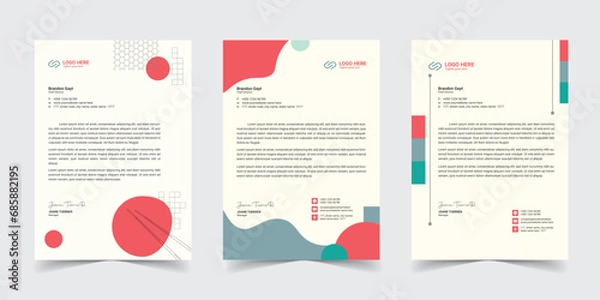 Fototapeta Corporate modern letterhead design template with yellow, blue, green and red color. creative modern letter head design template for your project. letterhead,  Business letterhead Template, Newsletter