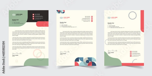Fototapeta Corporate modern letterhead design template with yellow, blue, green and red color. creative modern letter head design template for your project. letterhead,  Business letterhead Template, Newsletter