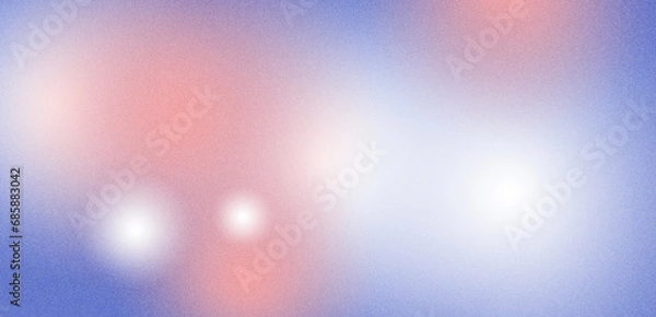 Fototapeta Abstract background with gradient blur and grain noise texture. Multicolor banner with blurry circles. Suitable for social media, print, covers, posters. Blue and white gradient. Wide banner size.