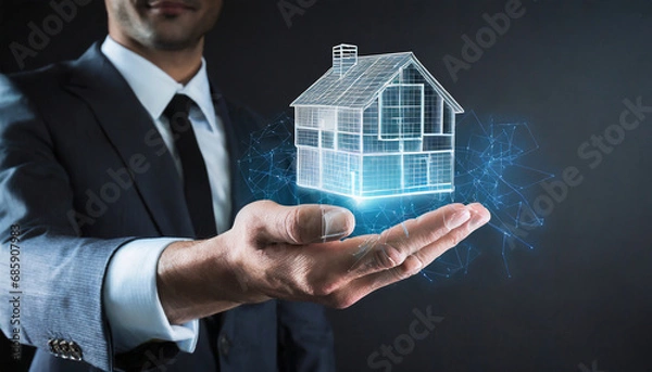 Obraz uomo d'affari casa ologramma 