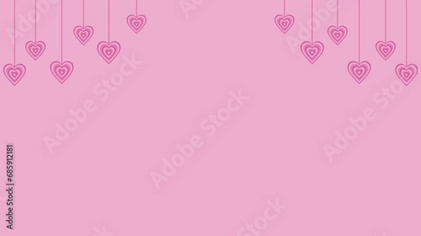 Fototapeta Pink background with hearts. Vector, eps 10.
