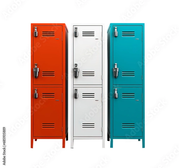 Obraz Three colored lockers over isolated transparent background
