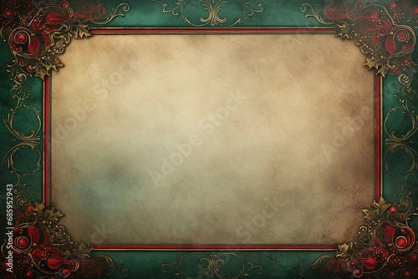 Obraz vintage christmas background with frame and flowers