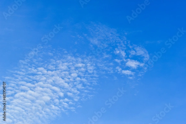 Fototapeta beautiful blue sky and white fluffy group of clouds in the morning, natural background