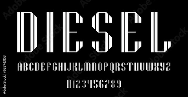 Obraz Set of alphabets font letters and numbers modern abstract design with lines vector illustration	