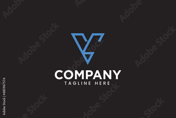 Fototapeta letter V C logo concept with outline style for professional and business company