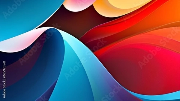 Obraz abstract background with blue and red  line waves