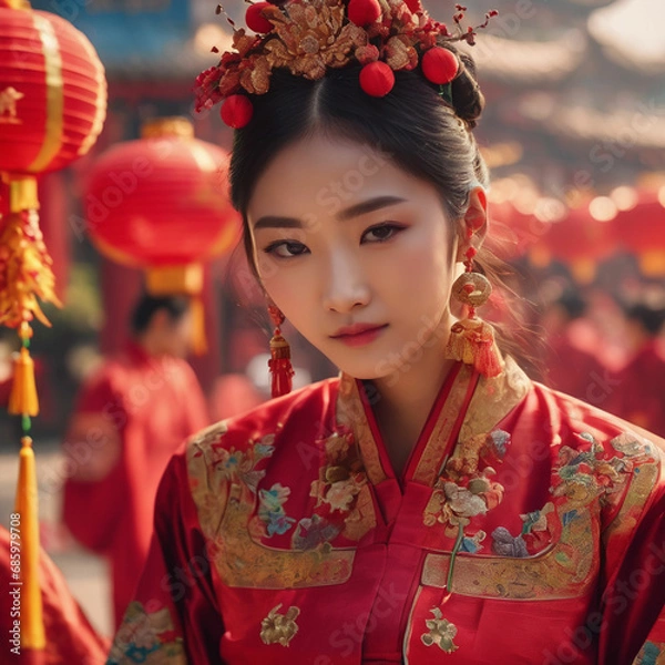 Fototapeta Immerse yourself in the rich culture and customs of Chinese New Year with a diverse range of visually descriptive prompts that showcase the beauty of this celebration