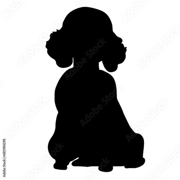 Fototapeta お座りをする可愛いプードルのシルエットイラスト