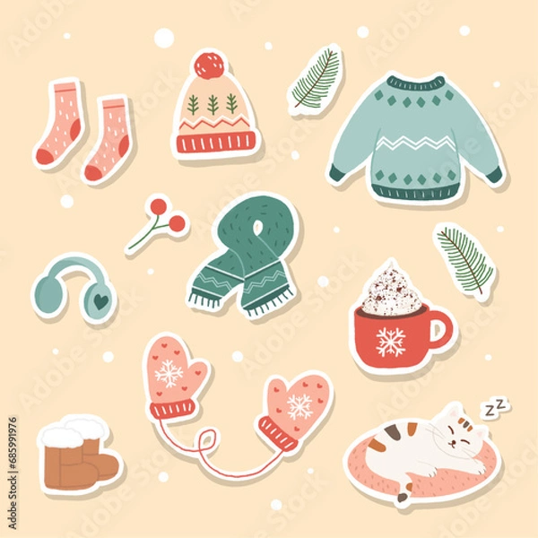 Obraz 귀여운 겨울 드로잉 일러스트 모음