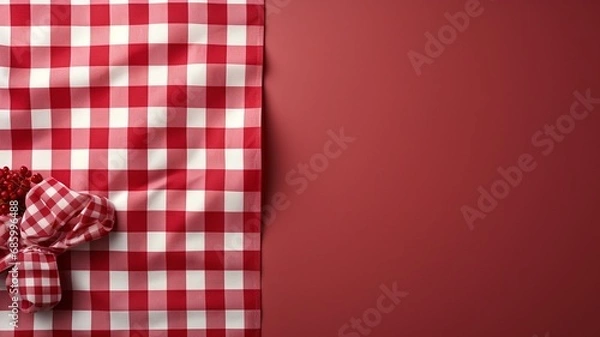 Fototapeta テキストスペースのある赤いチェック柄の背景