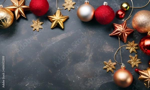 Obraz christmas background with balls and snowflakes