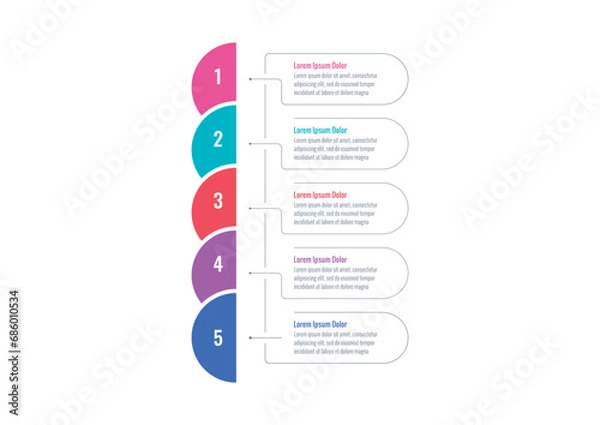Fototapeta web, internet, business, magazine, annual report information template. five options infographic template. geometric infographic template