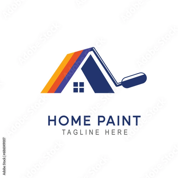 Fototapeta Home logo with color painting style and business card design template Premium Vector