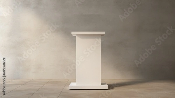 Obraz Immerse yourself in the sophistication of a white textured podium, offering a clean and modern display. The subtle texture adds depth to the platform, creating a lifelike image.