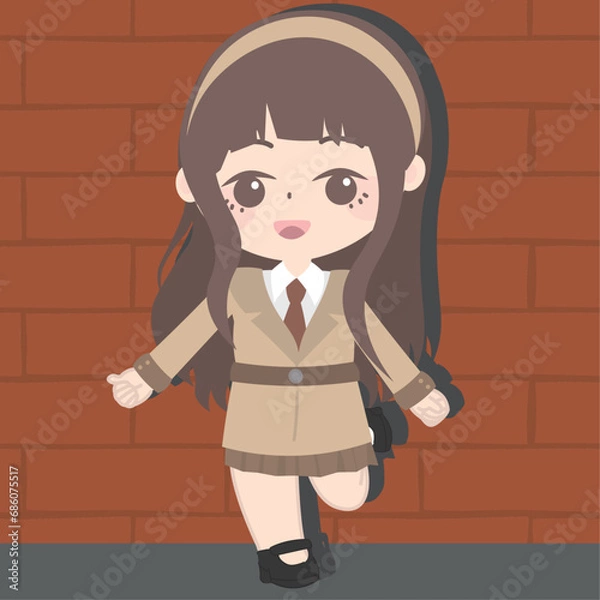 Fototapeta anime anime girl icon android screenshot 3, in the style of dark brown and dark beige, school of london, cartoon mis-en-scene, gongbi, the vancouver school, flat, low bitrate