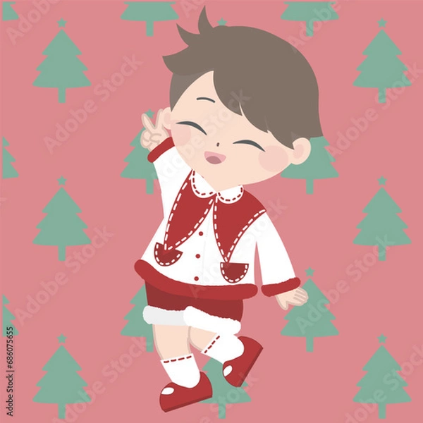 Fototapeta  christmas eve by msik, in the style of traditional poses, kawaii charm, tetsuya nomura, white and red, dance