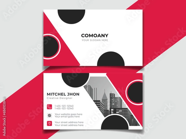 Fototapeta Personal visiting card with company logo & Business Card Layout with Gray Stripes modern business card print templates Vector illustration For Corporate Business .	
