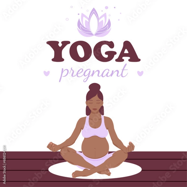 Fototapeta Pregnant woman meditating in lotus position