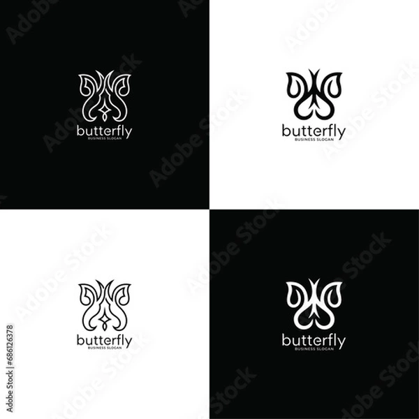 Fototapeta Stylish butterfly logo design. vector. jpeg