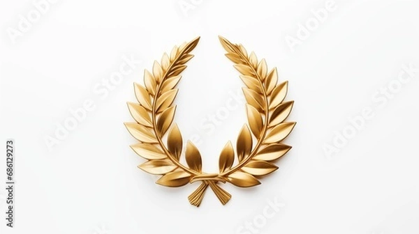 Obraz Image of golden laurel wreath on a light background.