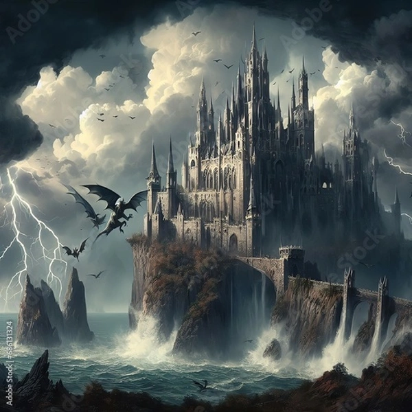 Fototapeta landscape with castle