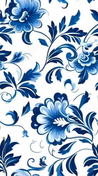 Fototapeta Portuguese Blue Tile Pattern | generative AI