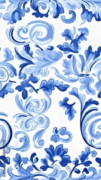 Fototapeta Portuguese Blue Tile Pattern | generative AI