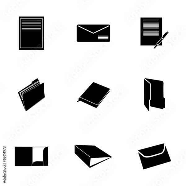 Fototapeta Vector black document icons set